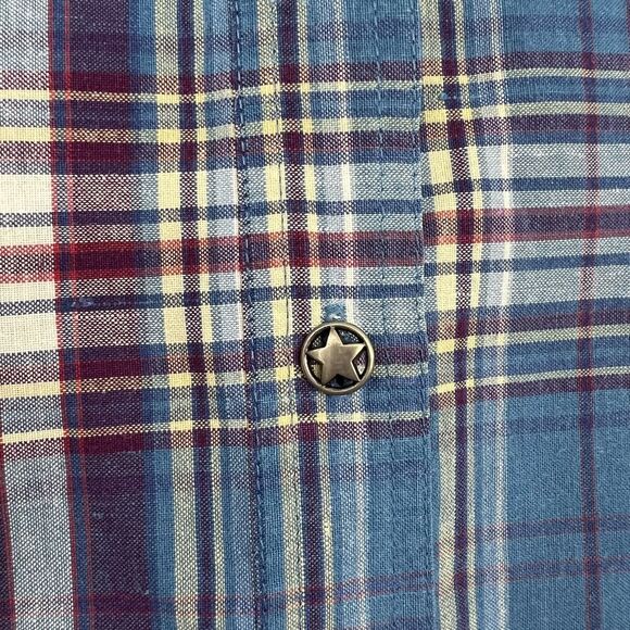 VTG Wrangler Blues Button Up Shirt Women's M Long Sleeve Blue Texas Star Buttons - Picture 3 of 11